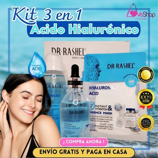 KIT 3 EN 1 DE ACIDO HIALURONICO DE DR RASHEL