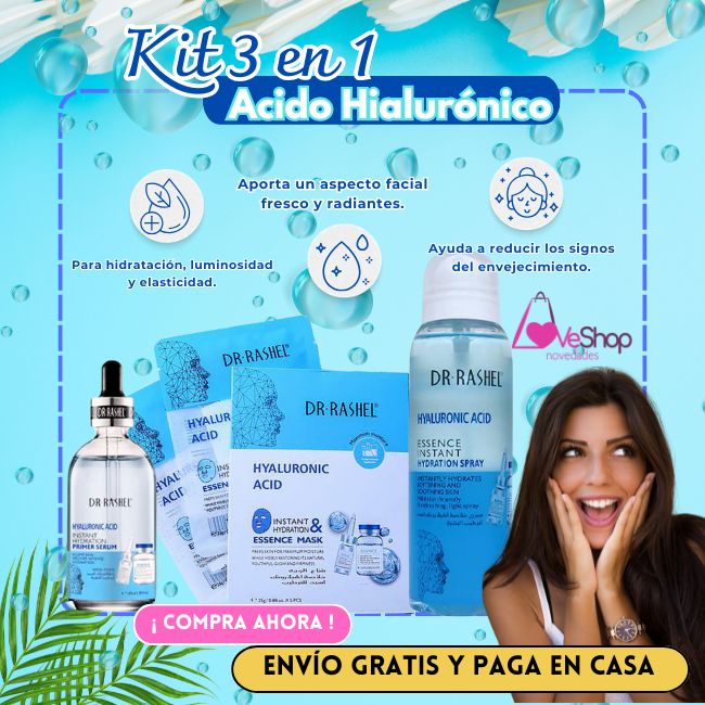 KIT 3 EN 1 DE ACIDO HIALURONICO DE DR RASHEL