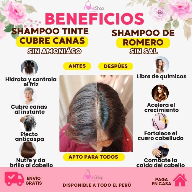PROMO 2 X 1 (SHAMPOO TINTE CUBRE CANAS + SHAMPOO DE ROMERO)