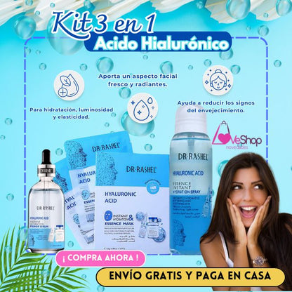 KIT 3 EN 1 DE ACIDO HIALURONICO DE DR RASHEL